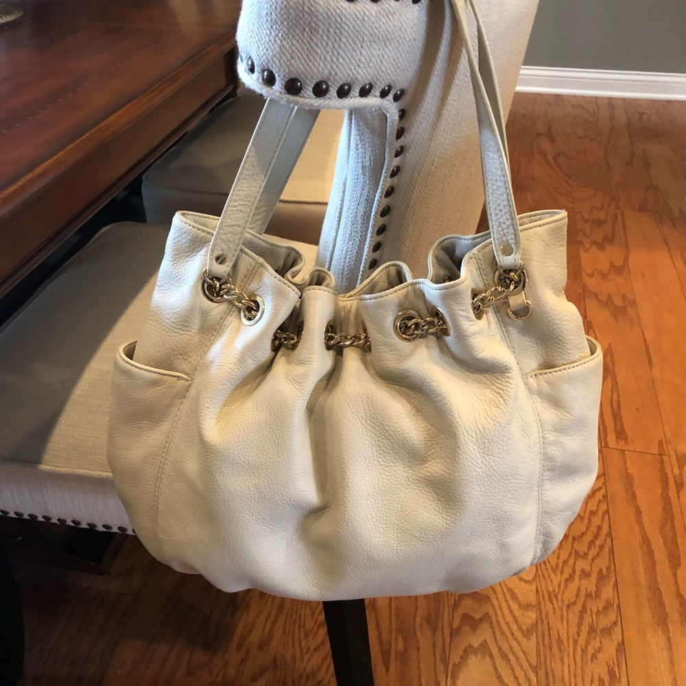 Michael Kors Handbag Purse Leather Stone Off White